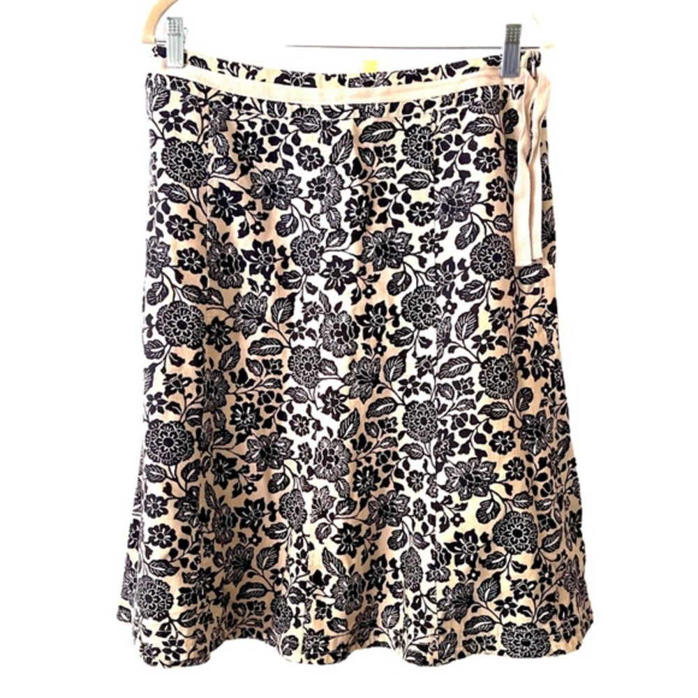 Sigrid Olsen Linen Cotton A-Line Floral Print Skirt 8